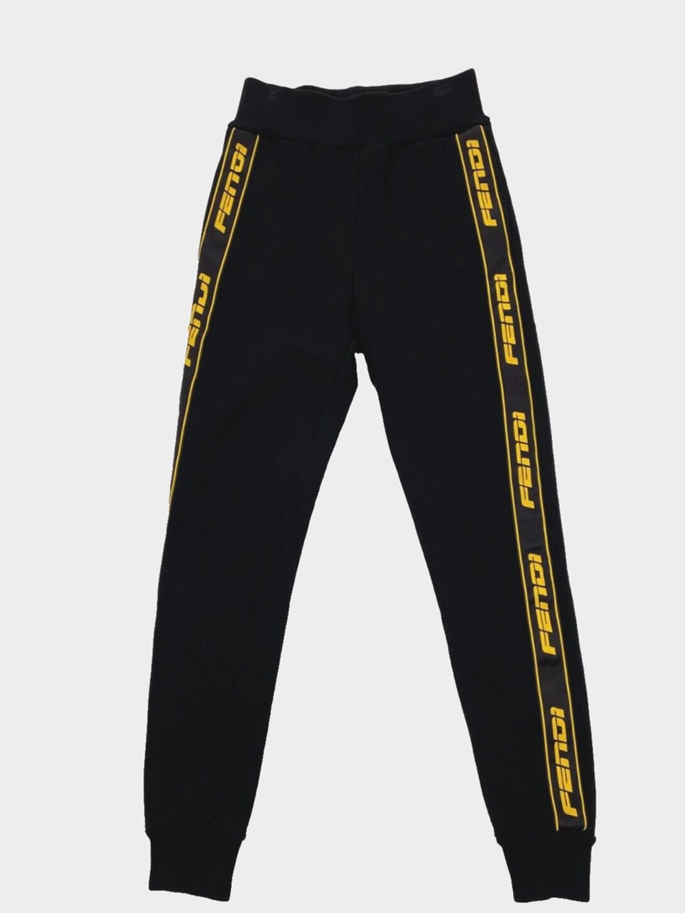 FENDI Logo Tape Jogger Sweatpants Black Yellow‎ IT 40 US 4